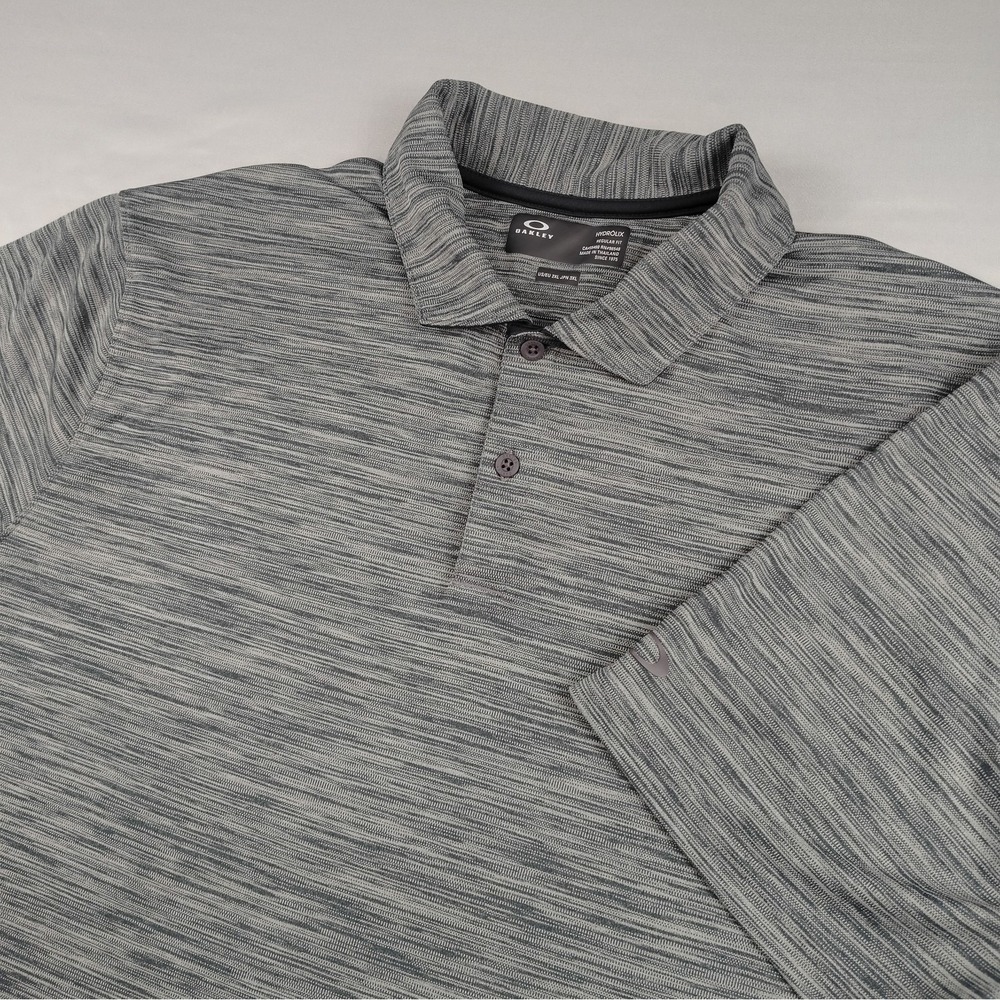 Oakley Hydrolix Polo Shirt Mens 2XL Gray Short Sleeve Stretch Performance Golf